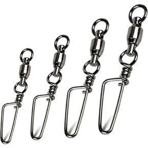 GERUITE Snap Fishing Swivels Ball Bearing Black Nickel Ball Bearing Swivels Saltwater Heavy Duty Barrel Swivels for Freshwater Saltwater Fishing