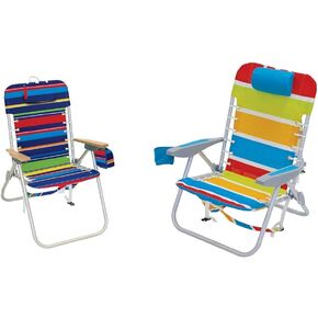 Rio Beach Hi-Boy 17%22 Suspension Folding Backpack Beach Chair - Aluminum, Pop Surf Stripes & Rio Beach MyCanopy Personal Chair Sun Shade, Navy