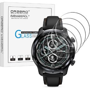 Orzero (4 Pack) Screen Protector Compatible for TicWatch Pro 3 / Ticwatch Pro 5 Enduro/TicWatch Pro 5 / TicWatch Pro 3 Ultra GPS Tempered Glass 2.5D Arc Edges 9H HD Anti-Scratch Bubble-Free