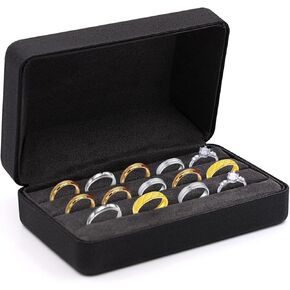 Ring Storage Boxes for Multiple Rings, Compact and Stylish Travel Ring Holder Case Box, Portable Small Ring Tray Jewelry Organizer Box Fit for Women, Girl (Black)