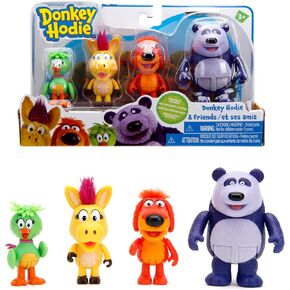 Jada Toys Donkey Hodie and Friends 4 Pack of 2.5-3" Donkey Hodie, Bob Dog, Duck Duck, and Purple Panda Poseable Figures