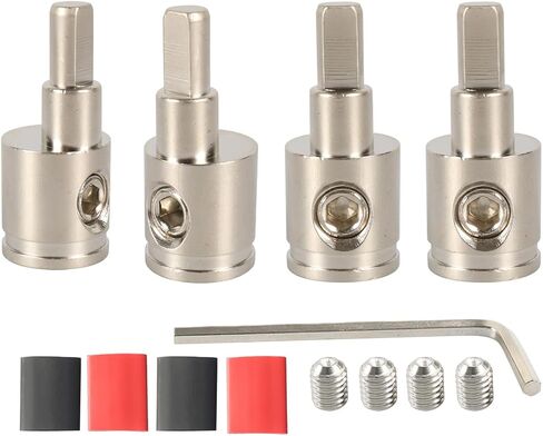 Car Audio Amplifier Amps Input Reducer 0 Gauge to 0 Gauge Wire Reducer Power/Ground GA Terminal Connectors Nickel Plated Brass 4PCS with Dual Wall Heat Shrink Tube in Kuwait