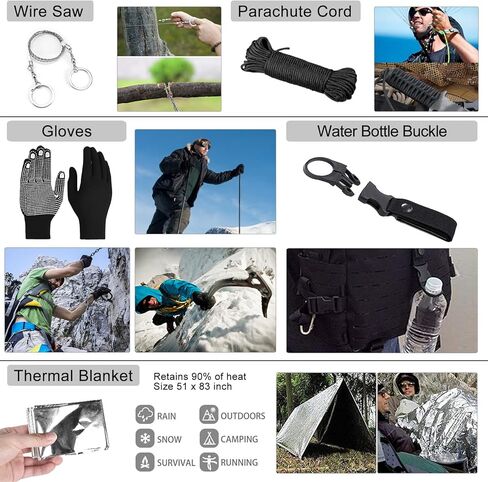 NAPASA Survival Kit 232 قطعة معدات البقاء على قيد الحياة المهنية في حالات الطوارئ التكتيكية الإسعافات الأولية حقيبة الصدمات في الهواء الطلق للرجال النساء مغامرة التخييم المشي لمسافات طويلة الصيد in Kuwait