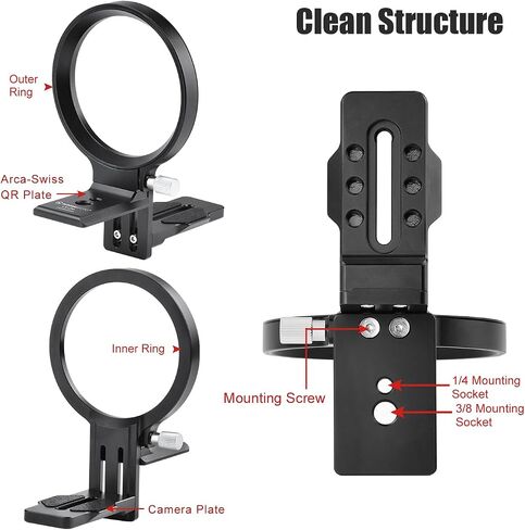SUNWAYFOTO LS-Z9，80mm Rotating Collar for Z9,EOS R3, Tripod Mount Ring Lens Support Collar Arca Swiss Plate Mount DSLR Horizontal Vertical Switching in Saudi Arabia