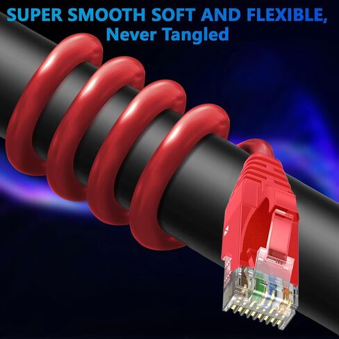 Adoreen Cat 6 Ethernet Cable 150 Ft-Black, Outdoor & Indoor Snagless Long Round RJ45 Network Cable, POE, Soft Flexible Gbps Internet LAN Computer Patch Cord for Router Modem Switch Fast Gaming+ Ties in Kuwait
