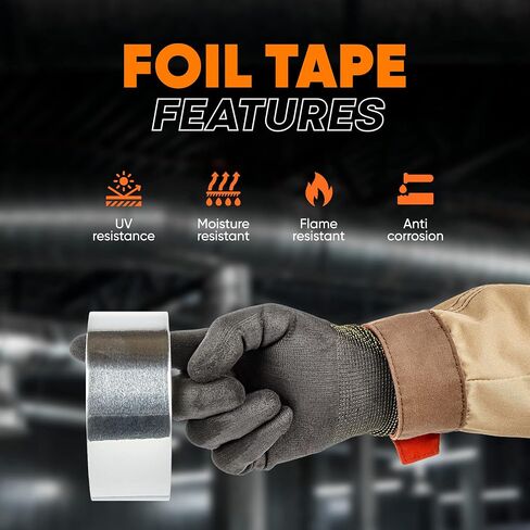 82 Feet (28 Yards) x 2 Inch Professional Aluminum Foil Tape Without Release Paper (3.6 Mil) Metal High Temperature Heavy Duty Duct Tape, HVAC Tape, Silver Insulation Tape for Sealing Ductwork in Saudi Arabia