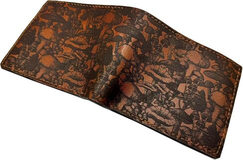 محفظة جلدية بنمط الفطر، فكرة هدايا لمحبي الفطر، محفظة فنية لشجرة النباتات، هدية لصديقك، محفظة للأب والزوج in Kuwait