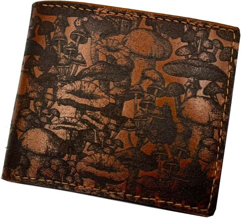 محفظة جلدية بنمط الفطر، فكرة هدايا لمحبي الفطر، محفظة فنية لشجرة النباتات، هدية لصديقك، محفظة للأب والزوج in Kuwait