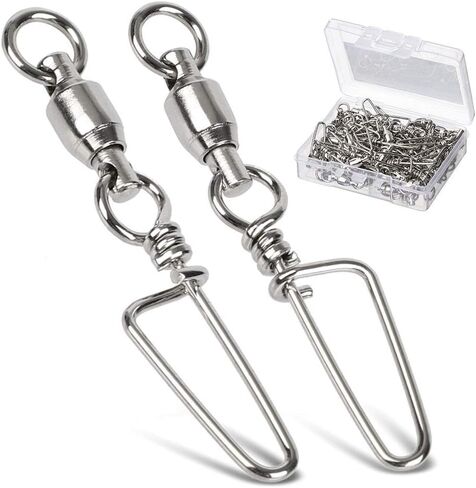 AMYSPORTS High Strength Fishing Snap Swivels - Stainless Steel Ball Bearing Swivels - Saltwater & Freshwater Fishing in Kuwait