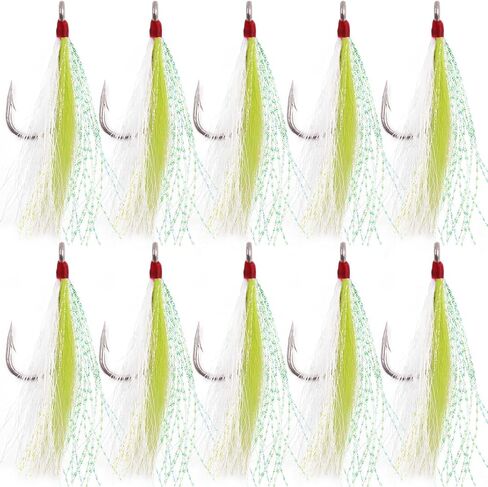 Bucktail Teasers Fishing Hook Saltwater Fishing Lures Fluke Rig Fishing Jig Hooks Mylar Flash Bucktail Teasers in Kuwait