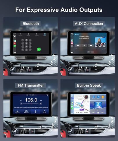 7 Inch Wireless Carplay Touchscreen with 2.5K Dash Cam, Portable Apple Carplay & Android Auto Car Stereo, Car Audio Receivers with 64G SD Card, GPS Navigation, Bluetooth, WiFi Video in Saudi Arabia