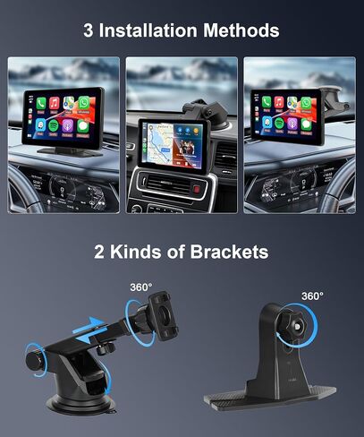 7 Inch Wireless Carplay Touchscreen with 2.5K Dash Cam, Portable Apple Carplay & Android Auto Car Stereo, Car Audio Receivers with 64G SD Card, GPS Navigation, Bluetooth, WiFi Video in Saudi Arabia
