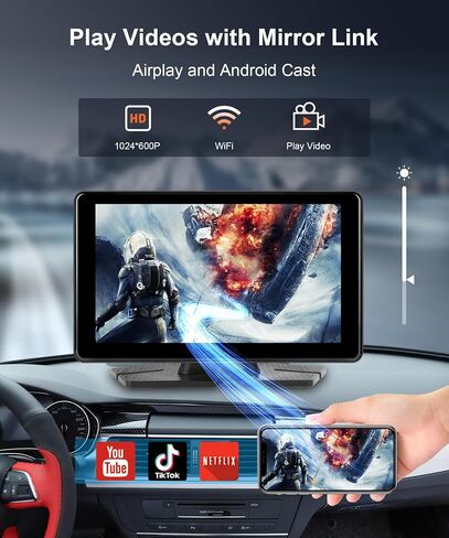 7 Inch Wireless Carplay Touchscreen with 2.5K Dash Cam, Portable Apple Carplay & Android Auto Car Stereo, Car Audio Receivers with 64G SD Card, GPS Navigation, Bluetooth, WiFi Video in Saudi Arabia