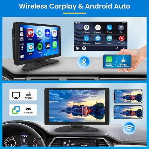 8 core 4+64G Android 13 Portable Wireless Apple Carplay Car Radio with Dash Cam, 9 Inch Touchscreen Car Play Car Screen with Backup Camera WiFi GPS Navigation Mirror Link… in Saudi Arabia