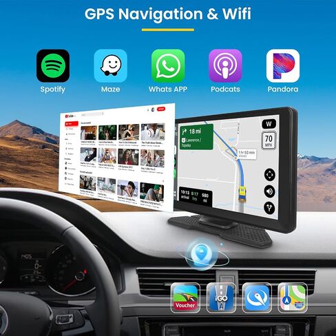 8 core 4+64G Android 13 Portable Wireless Apple Carplay Car Radio with Dash Cam, 9 Inch Touchscreen Car Play Car Screen with Backup Camera WiFi GPS Navigation Mirror Link… in Saudi Arabia