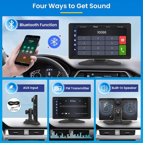 8 core 4+64G Android 13 Portable Wireless Apple Carplay Car Radio with Dash Cam, 9 Inch Touchscreen Car Play Car Screen with Backup Camera WiFi GPS Navigation Mirror Link… in Saudi Arabia
