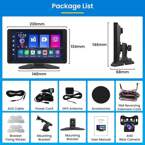 8 core 4+64G Android 13 Portable Wireless Apple Carplay Car Radio with Dash Cam, 9 Inch Touchscreen Car Play Car Screen with Backup Camera WiFi GPS Navigation Mirror Link… in Saudi Arabia