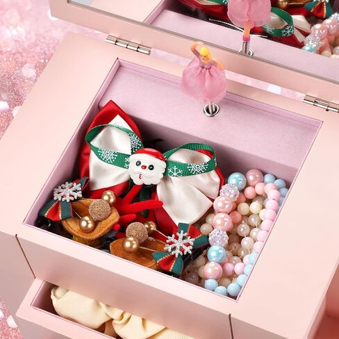Jewelry Box for Girls, Musical Jewelry Box with Spinning Dancer Gifts for Little Girls Christmas New Year Birthday Children's Day, 5 Layer Large Wooden Kids Music Jewelry Organizer Box(Pink) in Saudi Arabia