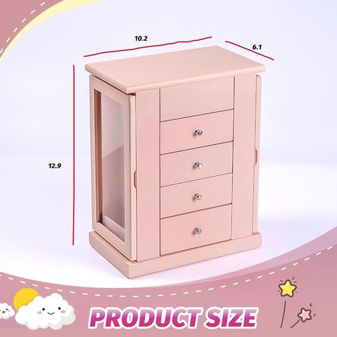 Jewelry Box for Girls, Musical Jewelry Box with Spinning Dancer Gifts for Little Girls Christmas New Year Birthday Children's Day, 5 Layer Large Wooden Kids Music Jewelry Organizer Box(Pink) in Saudi Arabia