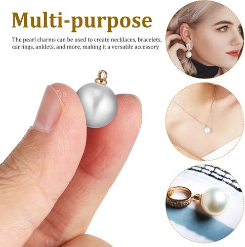 SEWACC Faux Pearl Charms 100Pcs Imitation Pearl Charm Pendants Pearl Beads Charms for Dangle Earrings DIY Jewelry Making in Saudi Arabia