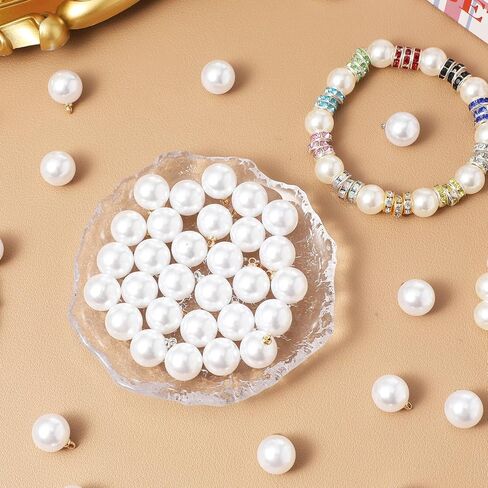 SEWACC Faux Pearl Charms 100Pcs Imitation Pearl Charm Pendants Pearl Beads Charms for Dangle Earrings DIY Jewelry Making in Saudi Arabia
