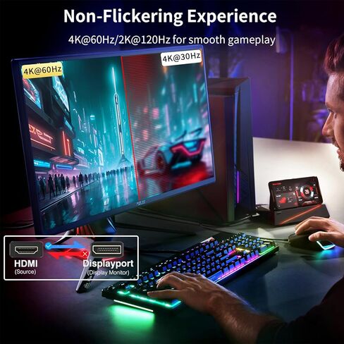 HDMI to DisplayPort Adapter 4K@60Hz, HDMI Male to Display port Female Converter, HDMI to DP Adapter Compatible with PS5, Xbox, Laptop, GPU, AMD, NVIDIA and Monitor 1 Pack in Kuwait