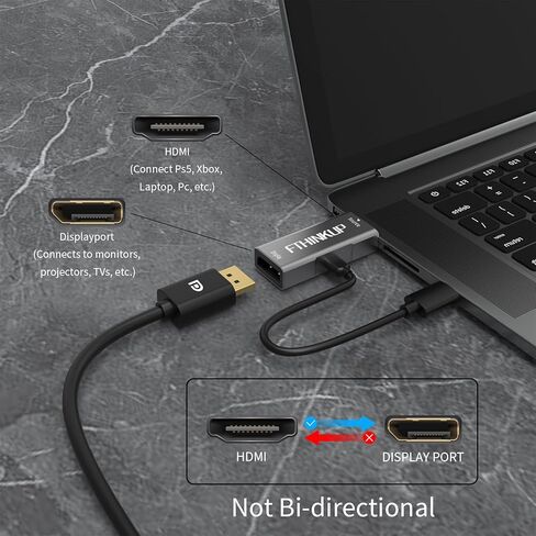 HDMI to DisplayPort Adapter 4K@60Hz, HDMI Male to Display port Female Converter, HDMI to DP Adapter Compatible with PS5, Xbox, Laptop, GPU, AMD, NVIDIA and Monitor 1 Pack in Kuwait