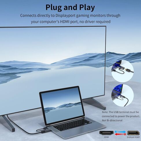 HDMI to DisplayPort Adapter 4K@60Hz, HDMI Male to Display port Female Converter, HDMI to DP Adapter Compatible with PS5, Xbox, Laptop, GPU, AMD, NVIDIA and Monitor 1 Pack in Saudi Arabia