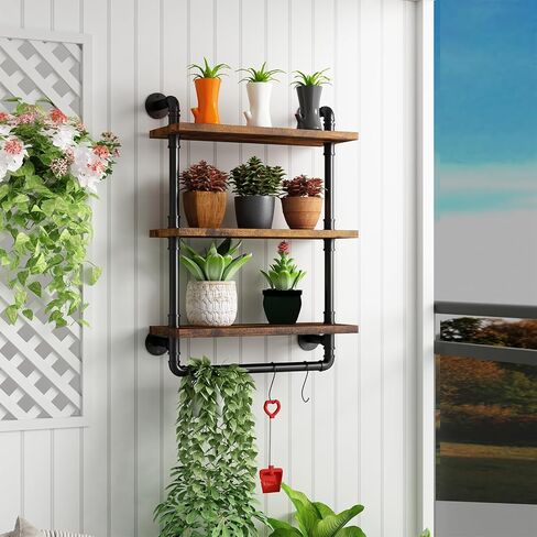Industrial Pipe Shelving Bathroom Shelf with Towel Bar, 3 Tier 24 Inch Floating Shelves, Heavy Duty Wall Shelf for Kitchen, Bedroom, Living Room in Saudi Arabia
