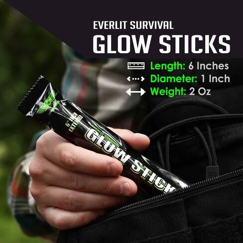 EVERLIT Survival Emergency Glow Sticks- 6 Inches Light Sticks for First Aid Kit, Survival Kit, Camping, Hiking, Outdoor, Disasters, Emergencies Up to 12 Hours Duration… (24 Pack, Yellow) in Saudi Arabia