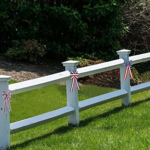6 Pcs 4th of July Patriotic Wreath Bow Red White Blue Stripe Star Bow American Flag Bunting Bows Memorial Day Decoration for Indoor Outdoor Holiday Independence Day Decorations in Saudi Arabia