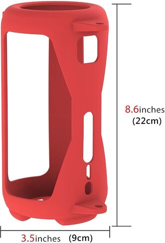 Geekria Silicone Speaker Case Cover Compatible with JBL Pulse 5 Case, Protective Soft Skin, Replacement Bluetooth Speakers Travel Carrying Sleeve with Keychain Hook with Shoulder Strap (Red) in Saudi Arabia