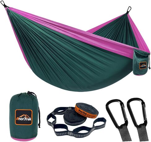 Camping Hammock, Super Lightweight Portable Parachute Hammock with Two Tree Straps Single or Double Nylon Travel Tree Hammocks for Camping Backpacking Hiking in Kuwait