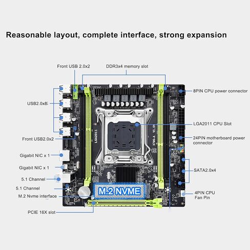 اللوحة الأم للكمبيوتر، اللوحة الرئيسية NVME M.2، تدعم PCIE 16X Dual 4 DDR3 ECC SATA 2.0 اللوحة الأم للألعاب لسطح المكتب in Saudi Arabia