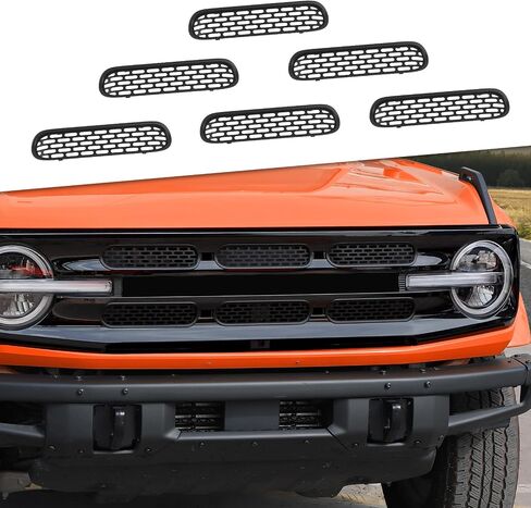 JeCar Front Grille Inserts Mesh Grill Frame Trim Covers Exterior Accessories Compatible with Ford Bronco 2021-2023, Matte Black in Saudi Arabia
