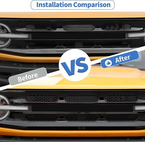 JeCar Front Grille Inserts Mesh Grill Frame Trim Covers Exterior Accessories Compatible with Ford Bronco 2021-2023, Matte Black in Saudi Arabia