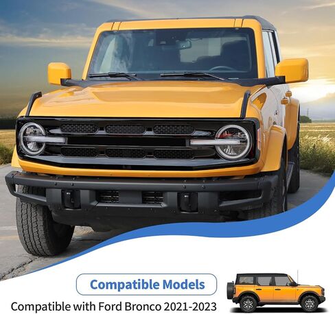JeCar Front Grille Inserts Mesh Grill Frame Trim Covers Exterior Accessories Compatible with Ford Bronco 2021-2023, Matte Black in Saudi Arabia