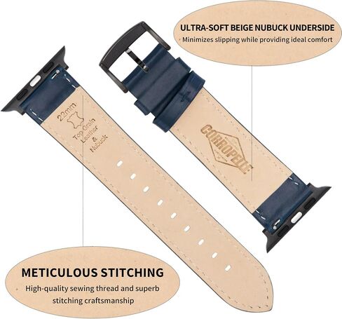 Watch Bands Compatible with Apple Watch 38mm 40mm 41mm 42mm 44mm 45mm 49mm, Top Grain Leather Replacement Straps Compatible with all iWatch Series 9 8 7 6 5 4 3 2 1 SE SE2 Ultra Ultra2 in Saudi Arabia
