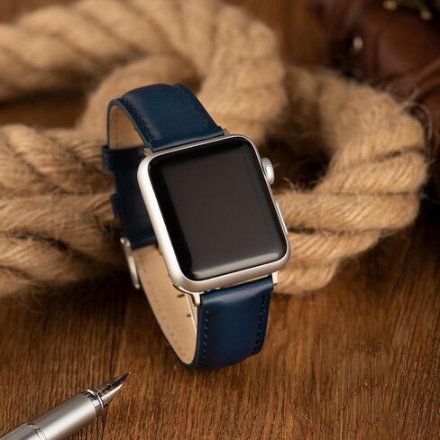 Watch Bands Compatible with Apple Watch 38mm 40mm 41mm 42mm 44mm 45mm 49mm, Top Grain Leather Replacement Straps Compatible with all iWatch Series 9 8 7 6 5 4 3 2 1 SE SE2 Ultra Ultra2 in Saudi Arabia