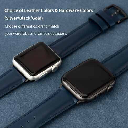 Watch Bands Compatible with Apple Watch 38mm 40mm 41mm 42mm 44mm 45mm 49mm, Top Grain Leather Replacement Straps Compatible with all iWatch Series 9 8 7 6 5 4 3 2 1 SE SE2 Ultra Ultra2 in Saudi Arabia