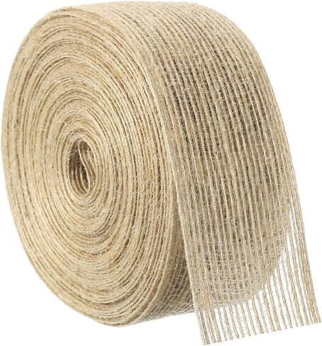 uxcell 1 Roll Natural Burlap Fabric Ribbon 1/4 Inch Burlap Wired Ribbon Tan Jute Linen Rustic Ribbon Rolls for DIY Crafts Home Decoration in Saudi Arabia