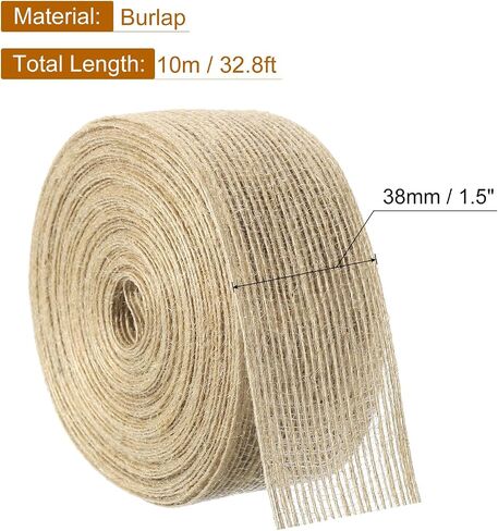 uxcell 1 Roll Natural Burlap Fabric Ribbon 1/4 Inch Burlap Wired Ribbon Tan Jute Linen Rustic Ribbon Rolls for DIY Crafts Home Decoration in Saudi Arabia