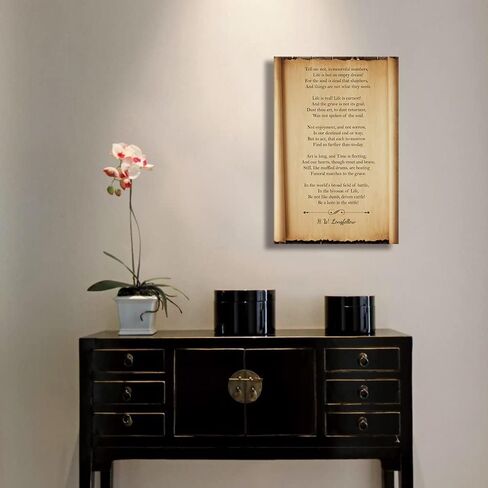 Verse Wall Art Poem Framed Wall Decor Canvas Modern Vintage Psalm Of Life Longfellow Poster For Home Decor Inspirational Quotes Art Painting Pictures Prints Framed (12x18 inch) in Saudi Arabia