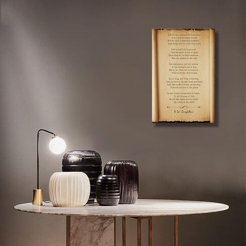 Verse Wall Art Poem Framed Wall Decor Canvas Modern Vintage Psalm Of Life Longfellow Poster For Home Decor Inspirational Quotes Art Painting Pictures Prints Framed (12x18 inch) in Saudi Arabia