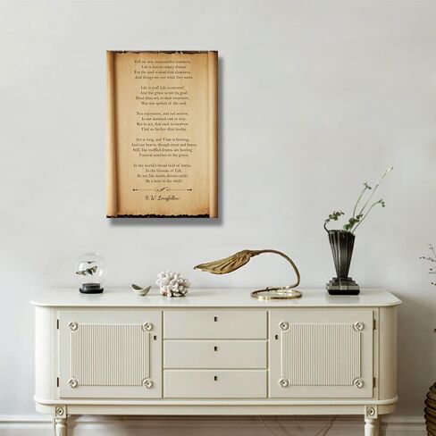 Verse Wall Art Poem Framed Wall Decor Canvas Modern Vintage Psalm Of Life Longfellow Poster For Home Decor Inspirational Quotes Art Painting Pictures Prints Framed (12x18 inch) in Saudi Arabia