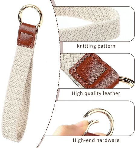 Key Wristlet with Lanyard - Tranquil Beige Key Chain Holder Stretchy Woven Keychain Wristlet Strap for Car Keys Id Badges Card Wallet, Stylish Accessory for Women and Men in Saudi Arabia