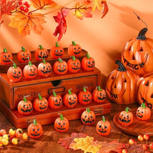 MTLEE 24 Pcs Halloween Ghost Pumpkin Candles Scented Spooky Candles Halloween Cute Tabletop Decor Wax Pumpkin Fun Scary Face Mini Birthday Candle for Home Halloween Decor in Saudi Arabia