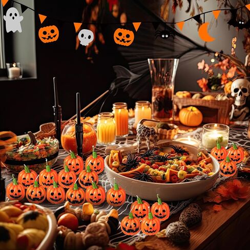 MTLEE 24 Pcs Halloween Ghost Pumpkin Candles Scented Spooky Candles Halloween Cute Tabletop Decor Wax Pumpkin Fun Scary Face Mini Birthday Candle for Home Halloween Decor in Saudi Arabia
