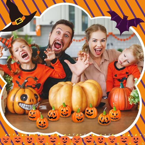 MTLEE 24 Pcs Halloween Ghost Pumpkin Candles Scented Spooky Candles Halloween Cute Tabletop Decor Wax Pumpkin Fun Scary Face Mini Birthday Candle for Home Halloween Decor in Saudi Arabia