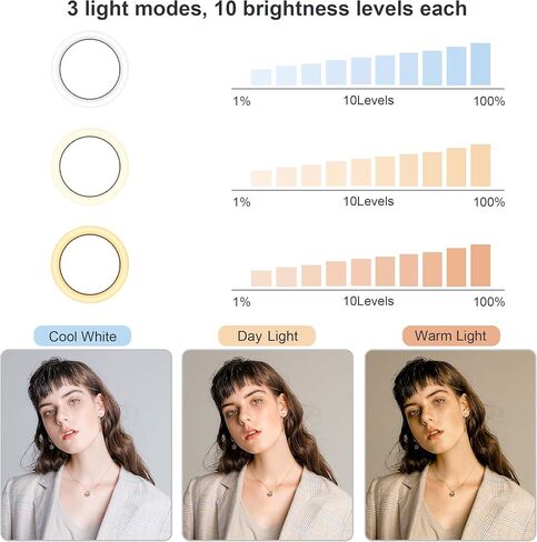 Ring Light, LP 10" Selfie Ring Light with Adjustable Tripod Stand and Phone Holder, Dimmable Led Ring Light for Photography/Live Stream/Make UpYouTube Video, Compatible with iPhone & Android Phone in Saudi Arabia